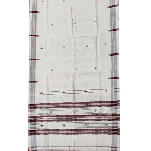 White Color With Maroon color print Kotpad Cotton Stole