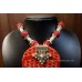 Ikat fabric and Oxydised Metal Necklace with Earrings