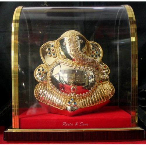 Ganesha Golden1 Non Metal Idol in Transparent Box 1688