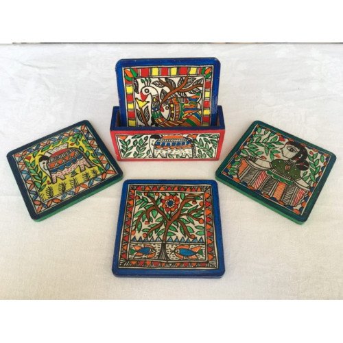 HAND-PAINTED MADHUBANI  COASTERS