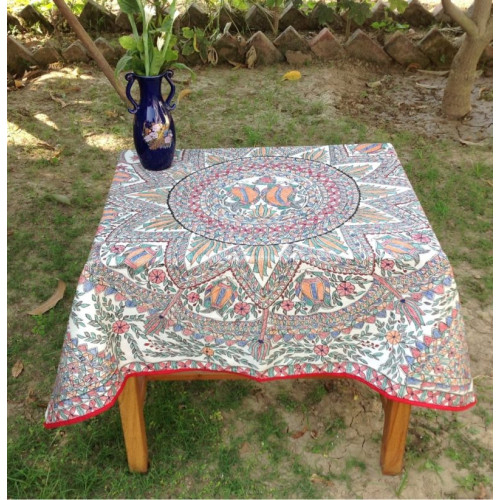 HAND-PAINTED MADHUBANI TABLE CLOTH 1