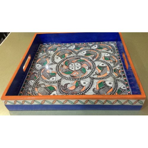 Hand-Painted Madhubani Serving Tray