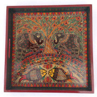 Madhubani , Hand Painted Serving Tray 2