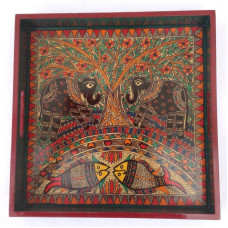 Madhubani , Hand Painted Serving Tray 2 Madhubani , Hand Painted Serving Tray 2