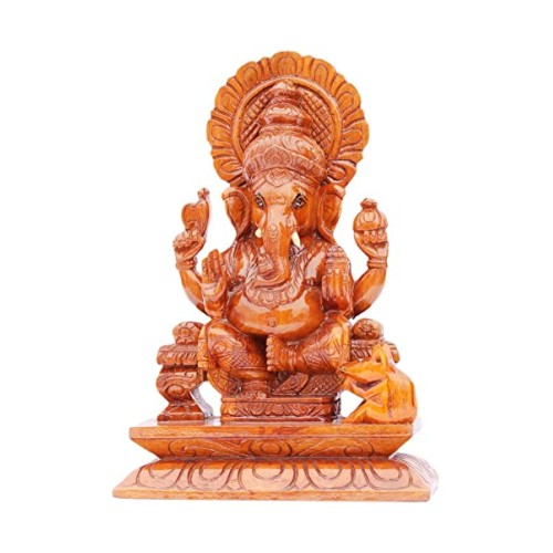 Handmade Wooden Lord Ganesh 8 cm x 6 cm x 15 cm Brown