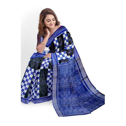 Sambalpuri Blue Black Milan Saree