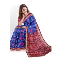 Sambalpuri Blue Red Flower Bandha L900 Saree