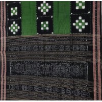 Hand Woven Green with Black Sambalpuri saree