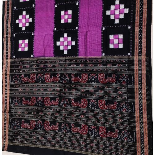 Hand Woven Perpol with Black Sambalpuri Saree