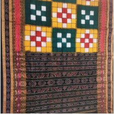 Hand Woven Yellow and Green Sambalpuri Saree