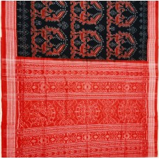 Handwoven Black with Red Cotton Saree
