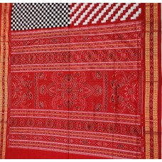 Handwoven Red with Black Cotton Saree