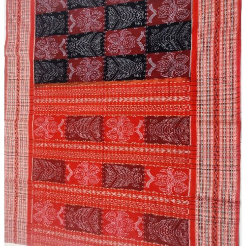 Sambalpuri Black with Marron Cotton Saree