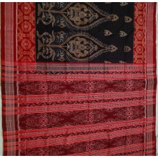 Sambalpuri Black with Red Cotton Saree