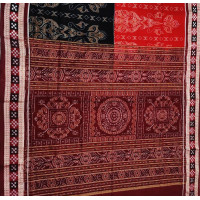 Sambalpuri Black with Red Saree 1 Sambalpuri Black with Red Saree 1