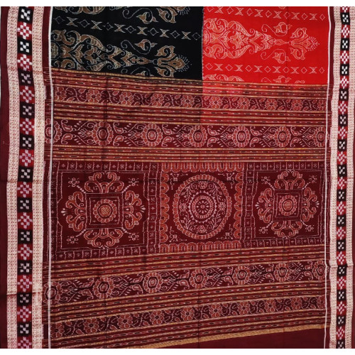 Sambalpuri Black with Red Saree 1 Sambalpuri Black with Red Saree 1