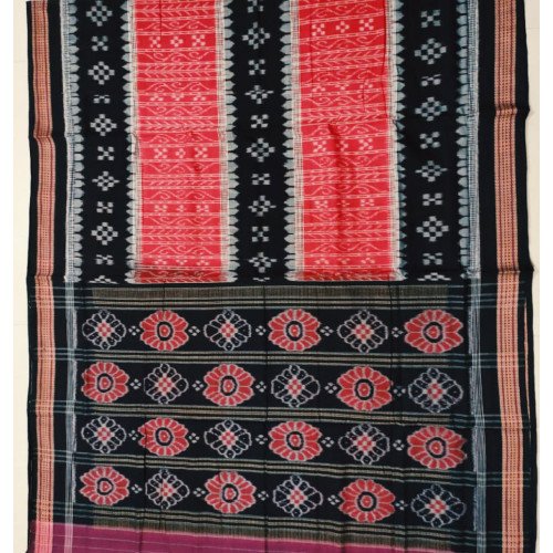 Sambalpuri Black with Red Saree