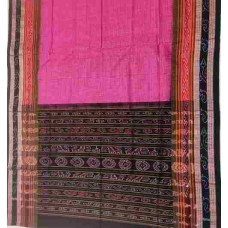 Sambalpuri Hand Woven Pink with Black Border saree
