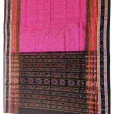 Sambalpuri Hand Woven Pink with Black Border saree