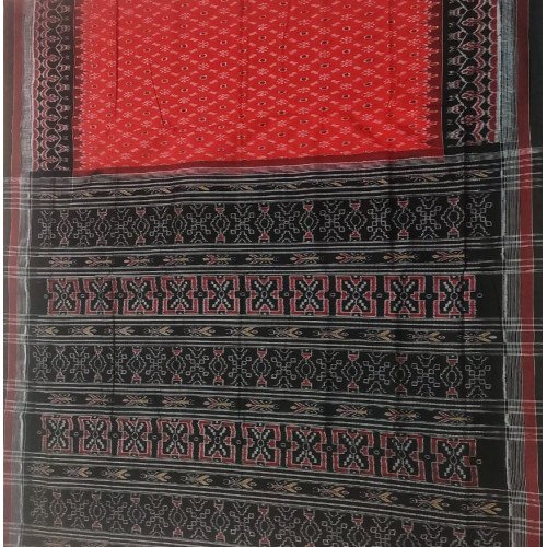 Sambalpuri Maroon with Black Cotton Saree