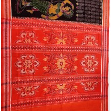 Sambalpuri Orange and Black Cotton Saree