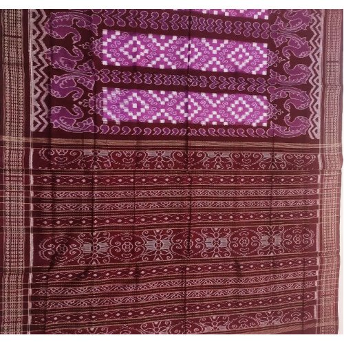 Sambalpuri Purple Peacock Design Saree
