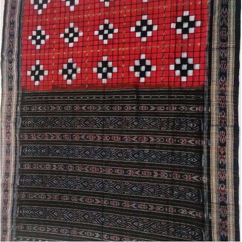 Sambalpuri Red Cotton Saree 1 Sambalpuri Red Cotton Saree 1