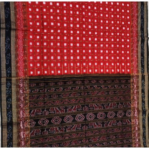 Sambalpuri Red Cotton Saree