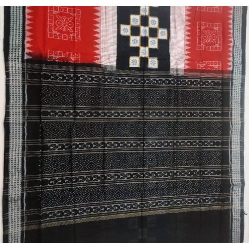 Sambalpuri Red with Black Saree