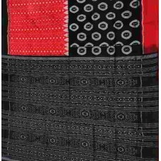 Sambalpuri Red with Black round Design Saree