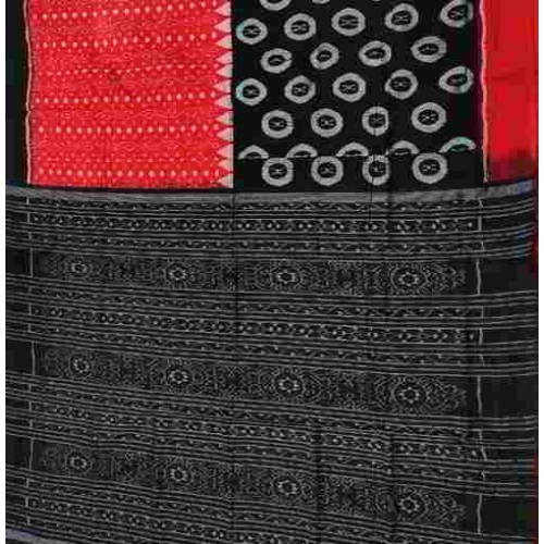 Sambalpuri Red with Black round Design Saree