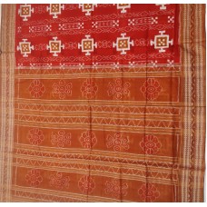 Sambalpuri Red with White Print Saree