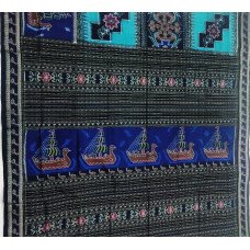 Sambalpuri Sky with Black Cotton Saree