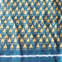 Ladies Fabrics Blue Golden Print Cotton Kurti Peice