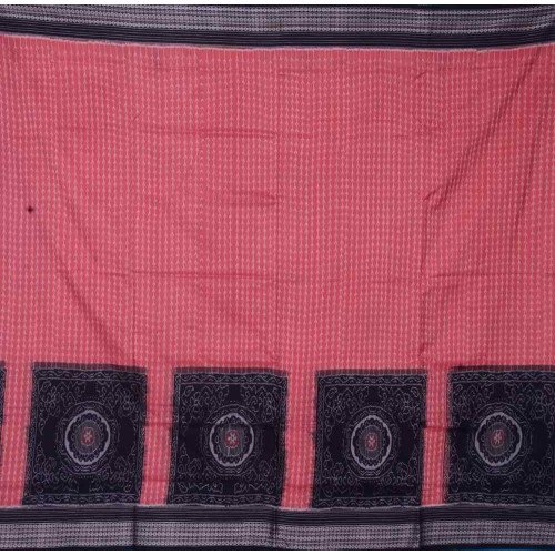 Sambalpuri Gajar(Carrot) & Black Paper Cotton Saree