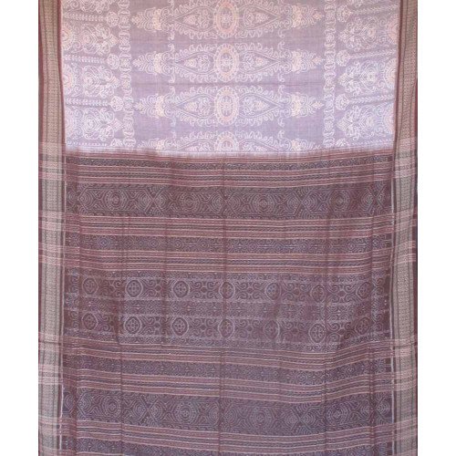 Sambalpuri Grey and Dark Coffee Ikat saree