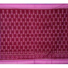 Sambalpuri Maroon Pink Paper Cotton Saree