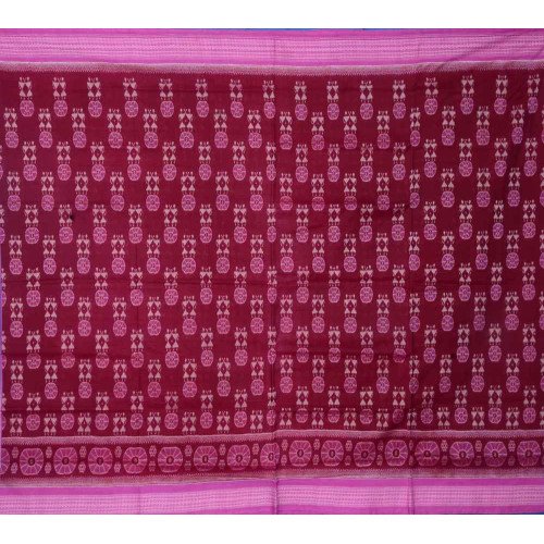 Sambalpuri Maroon Pink Paper Cotton Saree