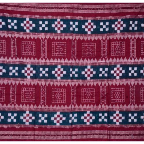 Sambalpuri Maroon and Green Mini Boarder Saree