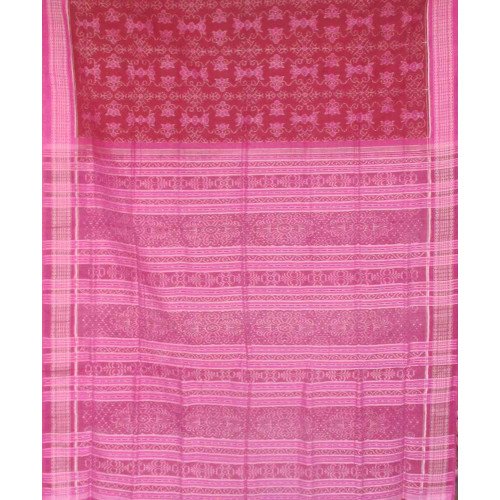 Sambalpuri Maroon and Pink Ikat Saree