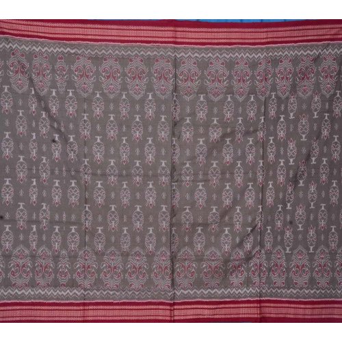 Sambalpuri Masharaj Cement & Maroon Paper Cotton Saree