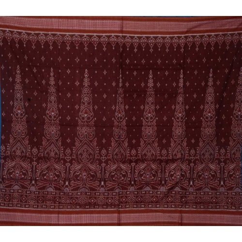 Sambalpuri Masharaj Deep Brown & Brown Paper Cotton Saree