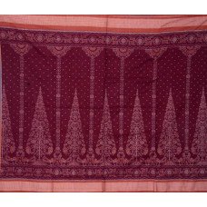 Sambalpuri Masharaj Maroon & Brown Paper Cotton Saree