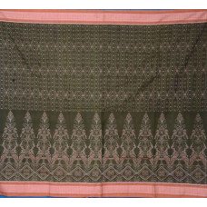 Sambalpuri Masharaj Mehendi & Brown Paper Cotton Saree