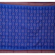 Sambalpuri Masharaj Paper Cotton Deep Blue and Maroon Saree