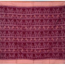 Sambalpuri Masharaj Paper Cotton Maroon & Brown Saree