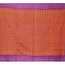 Sambalpuri Masharaj Paper Cotton Rust & Pink cotton Saree