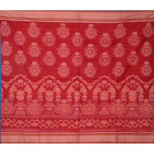 Sambalpuri Masharaj Rust & Brown Paper Cotton Saree