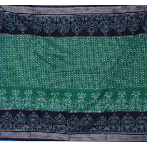 Sambalpuri Paper Cotton Black Green Saree