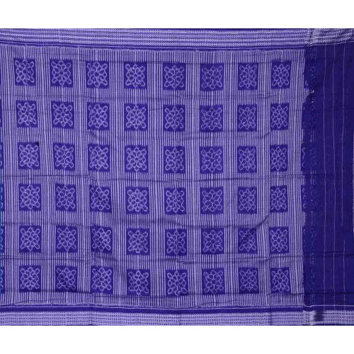 Sambalpuri Paper Cotton Deep & Light Blue Cotton Saree